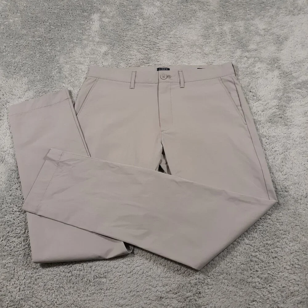 J.CREW Flex Chino Pants Mens Waist 31‎ Inseam 32 Slim Gray Lightweight Polyester